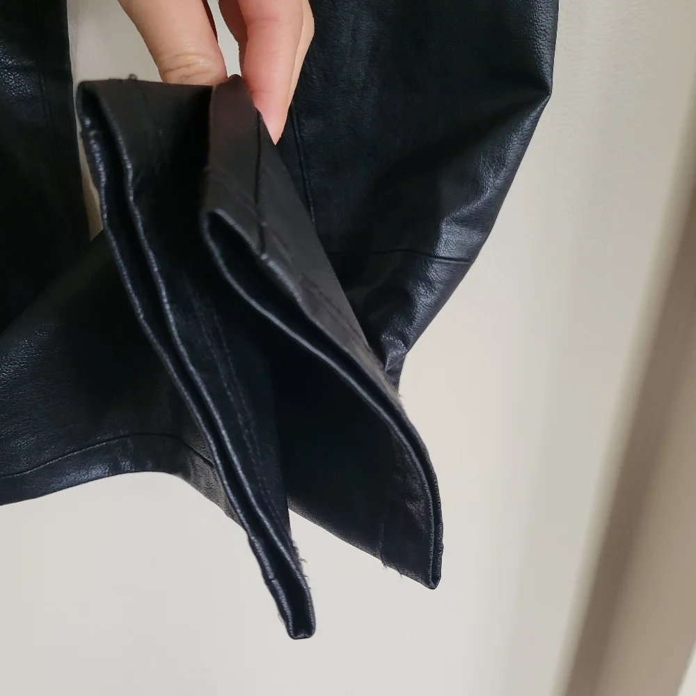 7 For All Mankind Faux Leather Black Moto Pants - Picture 5 of 10